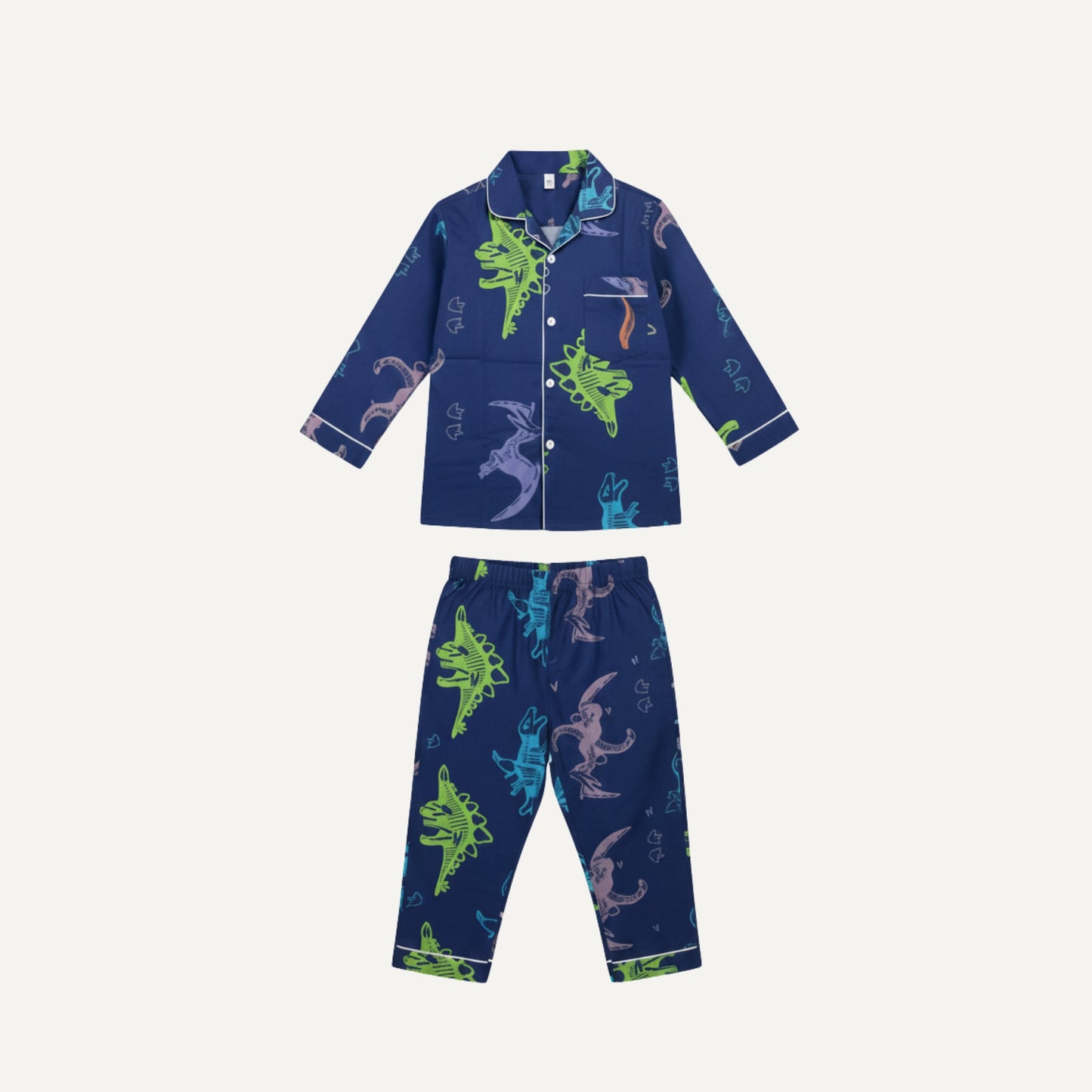 Kids Dinosaur Fossil Night Suit – Unisex Cotton Pajama Set