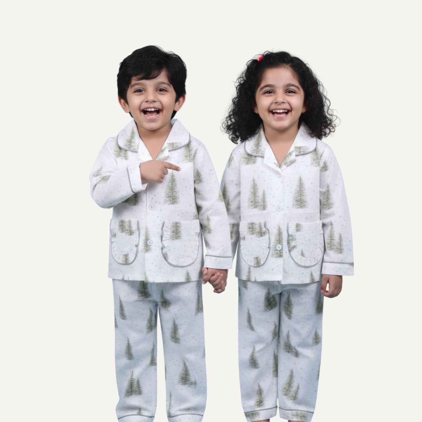 Cotton Night Suit Set for Kids – Tree Print Night Suit