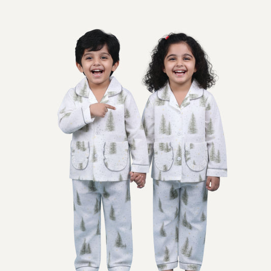 Cotton Night Suit Set for Kids – Tree Print Night Suit