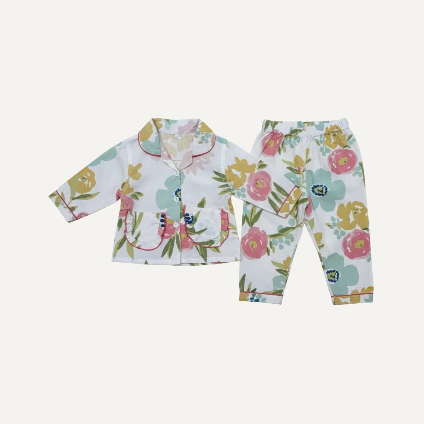 Girls Abstract Floral Cotton Night Suit