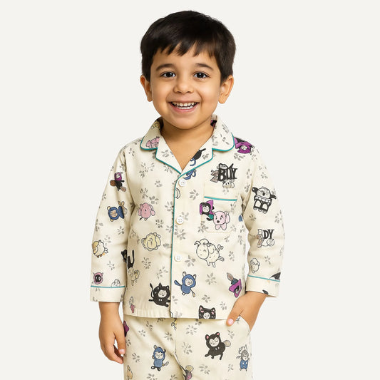 Kids Cartoon Print Cotton Nightwear Set –Sleepwear for Boys & Girls Pakistan