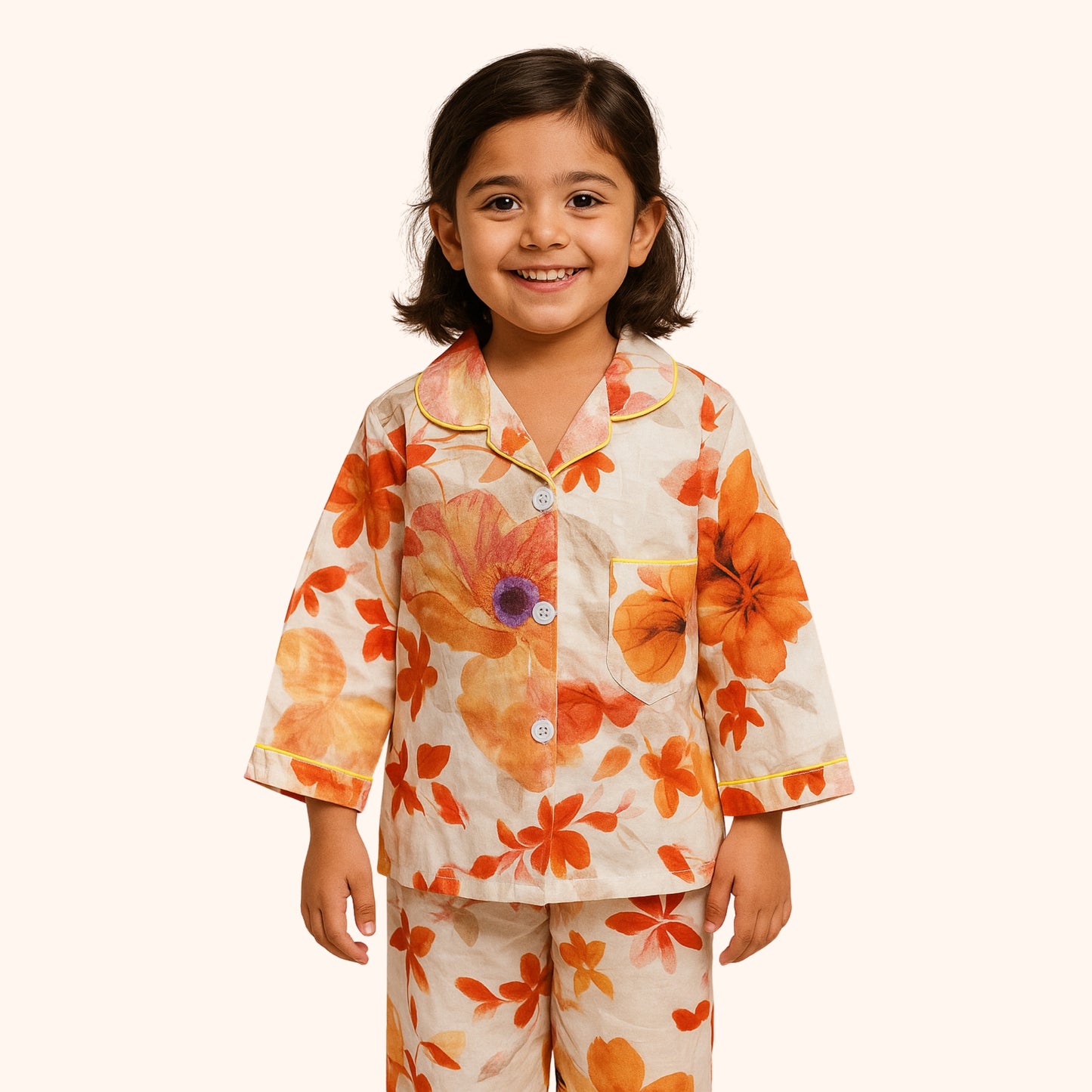Kids Floral Cotton Nightwear Pajama Set