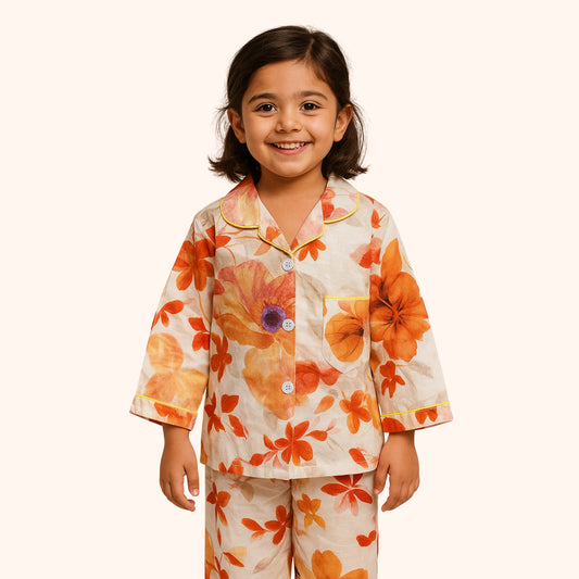 Kids Floral Cotton Nightwear Pajama Set