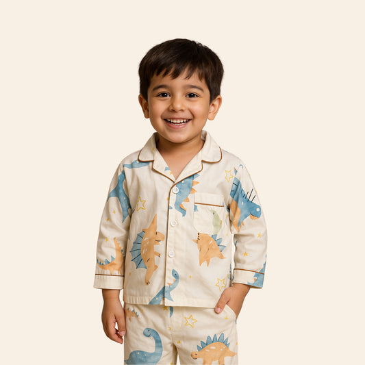 Kids Dinosaur Print Cotton Nightwear Pajama Set