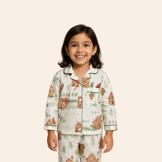 Whimsical Cottage Night Suit – Kids Pajama Set