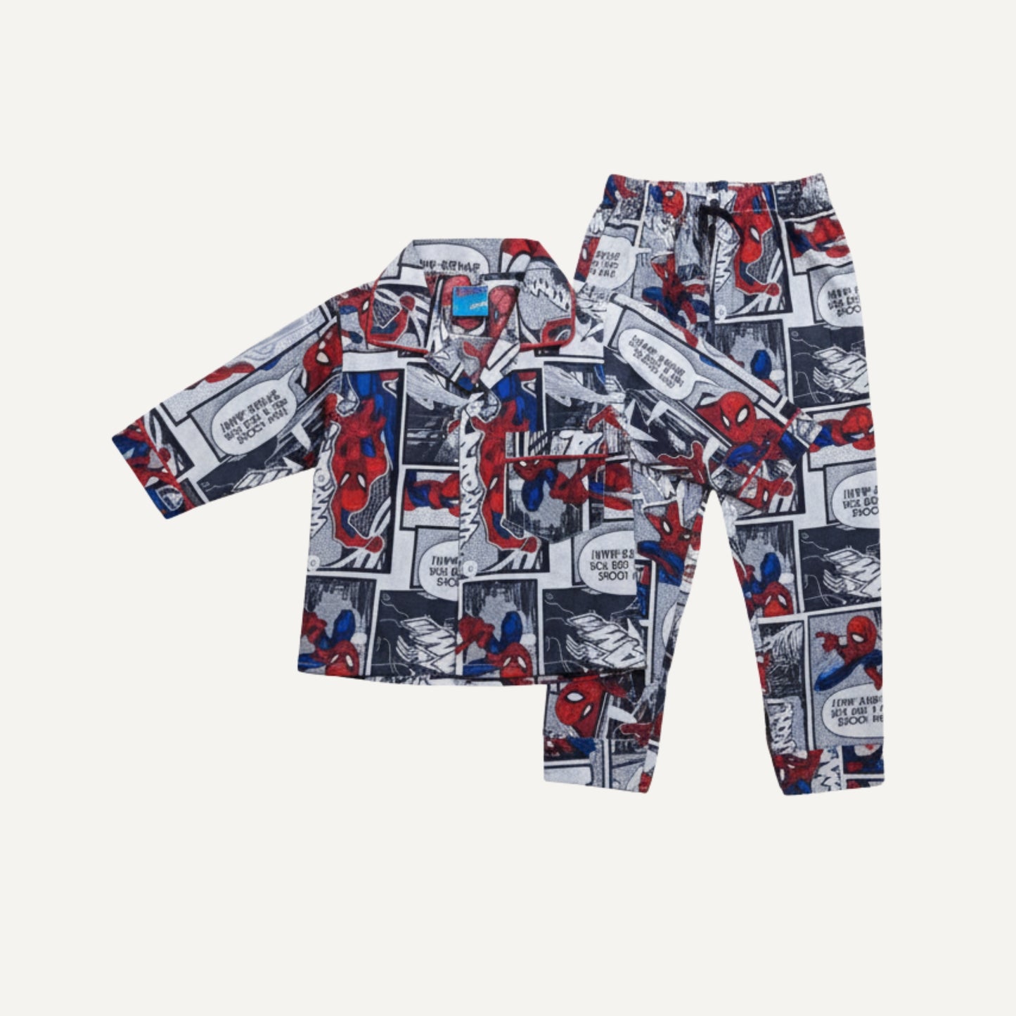 Boys Cotton Night Suit – Spiderman Print Pajama Set