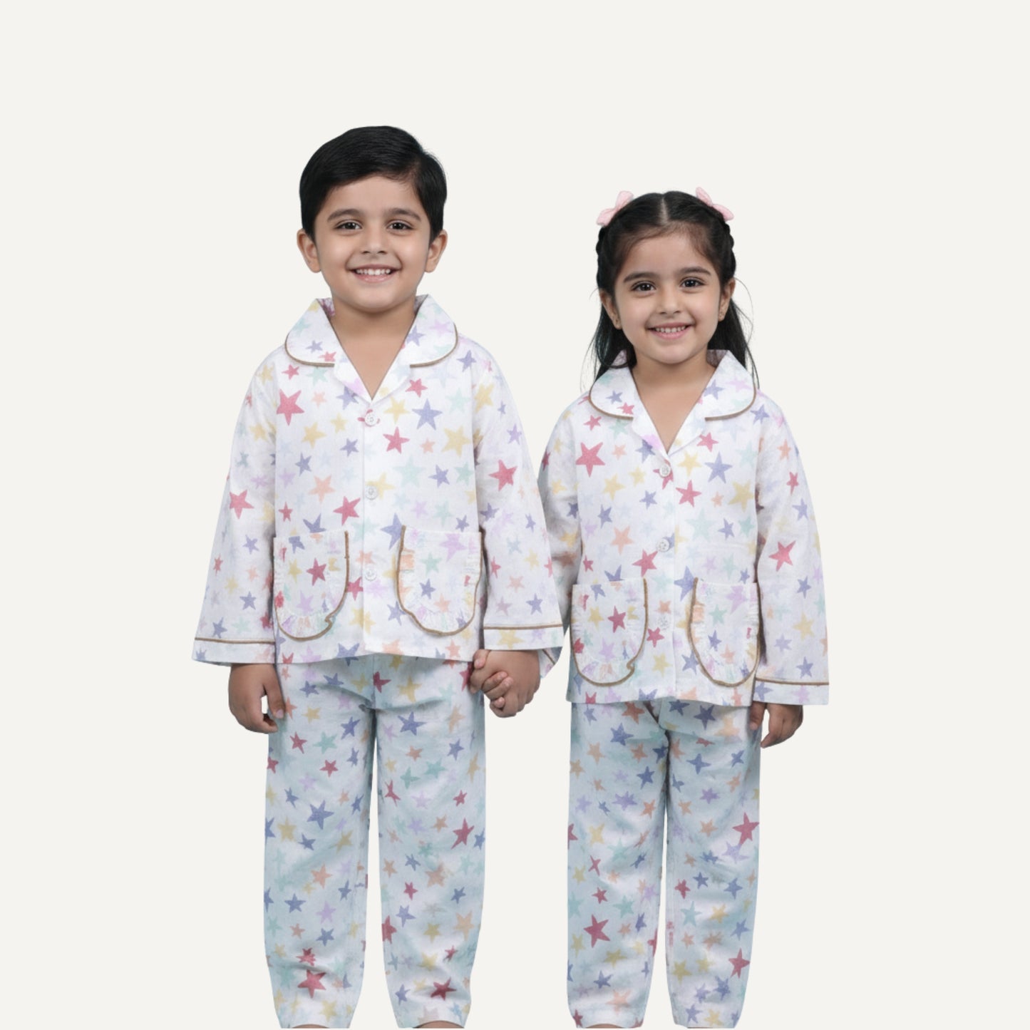 Cotton Star Print Pajama Set for Kids
