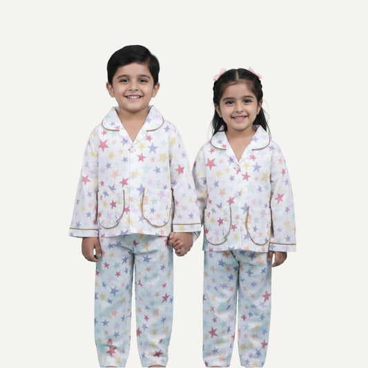 Cotton Star Print Pajama Set for Kids